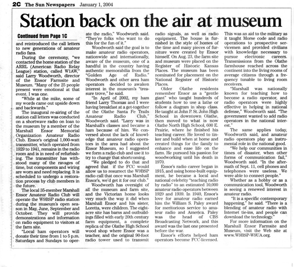 Station back on air at museum. contd